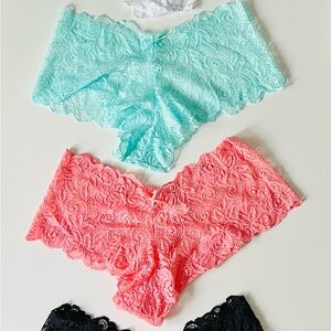 Lace Panty Set in Mint, Coral, White and Black